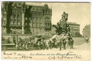 Stettin - Das Rathaus mit dem Manzel-Brunnen