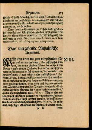 Das vierzehende Anhaltische Argument.