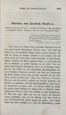 Gedichte von Friedrich Rückert. (Gedichte von Friedrich Rückert ... Frankfurt a. M., bei J. D. Sauerländer, 1840)
