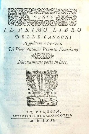Il primo libro delle canzoni napolitane à tre voci