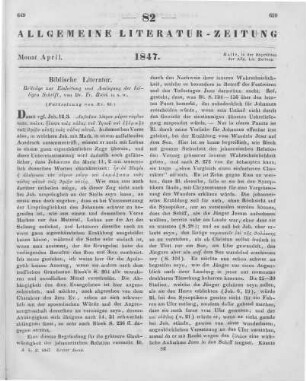 Bleek, F.: Beiträge zur Einleitung und Auslegung der heiligen Schrift. Bd. 1. Beiträge zur Evangelien-Kritik. Berlin: Reimer 1846 (Fortsetzung von Nr. 81)