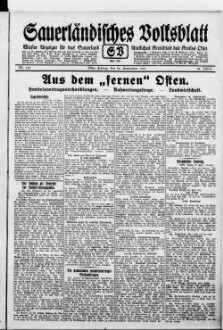 Sauerländisches Volksblatt : aeltester Anzeiger des Sauerlandes : ueber 100 Jahre Heimat- und Kreisblatt im Kreise Olpe : Tageszeitung für Politik, Unterhaltung und Belehrung