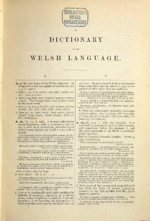 Dictionary of Welsh Language : By the Rev. D. Silvan Evans. Geiriadur Cymraeg. Gány Parch D. Silvan Evans, 1