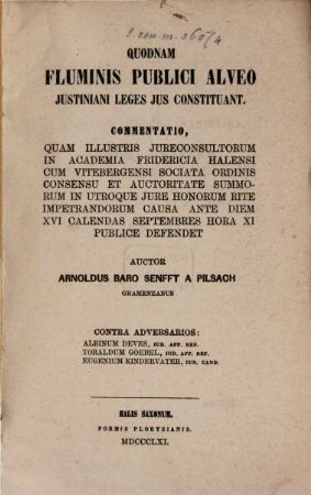 Quodnam fluminis publici alveo Justiniani leges ius constituant : commentatio
