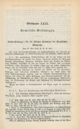 Abschnitt XXIX. Gemeinde-Ordnungen