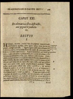 Caput XXI. De alienatione sive distractione pignoris judicialis.