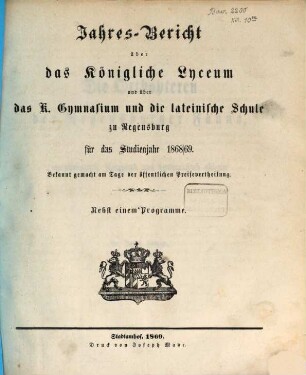 Jahres-Bericht. 1868/69
