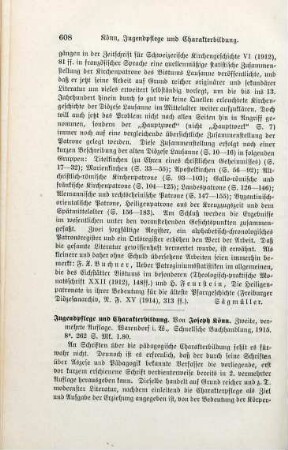 608-609 [Rezension] Könn, Joseph, Jugendpflege und Charakterbildung