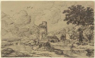 Landschaft mit Burgruine