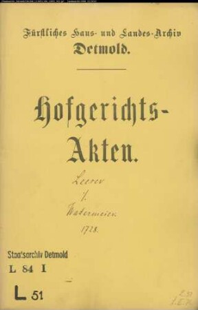 Leeser, Joseph gegen Watermeier zu Heiligenkirchen - Schuldforderung