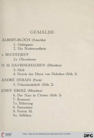 Gemälde (Nr. 1-62)