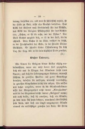 Wahre Toleranz.