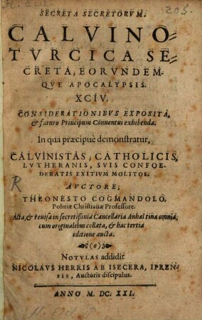 Secreta Secretorum : Calvino-Turcica secreta