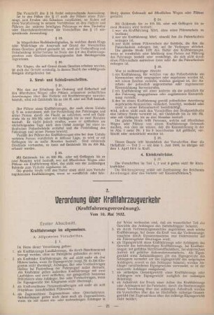 2. Verordnung über Kraftfahrzeugverkehr
