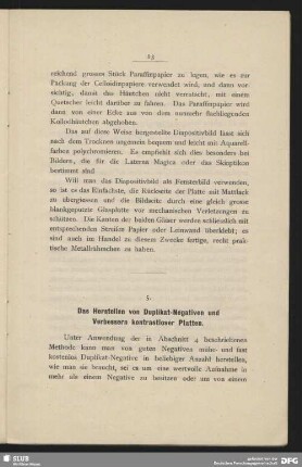 5. Das Herstellen von Duplikat-Negativen und Verbessern kontrastloser Platten