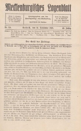 Nr. 7/8. Rostock, den 16. November 1919.