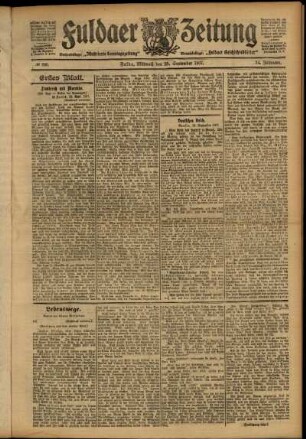 Erste Ausgabe vom Mittwoch, den 25. September 1907.
