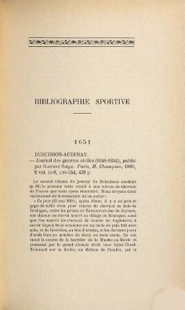 Bibliographie sportive, 1