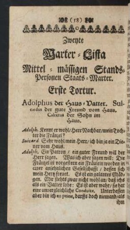 Zweyte Marter-Lista Mittel-mässigen Stands-Personen Staats-Marter
