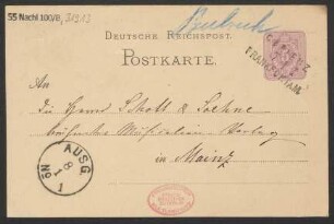 Brief an B. Schott's Söhne : 07.01.1882