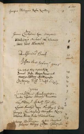 Sommerhalbjahr 1677. Rektorat Ludwig Herzog von Württemberg (Prorektor: Johann Adam Osiander)