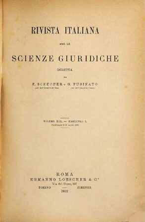 Rivista italiana per le scienze giuridiche. 13. 1892
