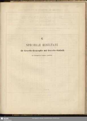 C. Specielle Resultate die Gewerbs-Geographie und Gewerbs-Statistik des Königreichs Sachsen betreffend
