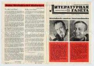 Exilausgabe der "Literaturnaja Gazeta" mit einem Briefwechsel zwischen John Steinbeck und Jewgeni Jewtuschenko über den Vietnam-Krieg