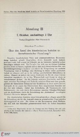 1: Über den Anteil des künstlerischen Instinkts an literarhistorischer Forschung