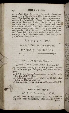 Sectio IV. Marci Tullii Ciceronis Epistolæ faciliores.