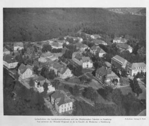 Luftaufnahme des Landeskrankenhauses und der Medizinischen Fakultät in Homburg