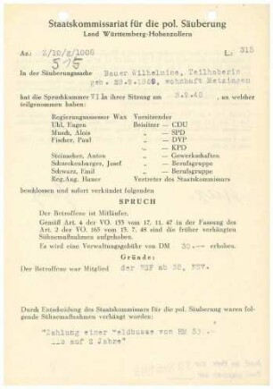 Bauer, Wilhelmine