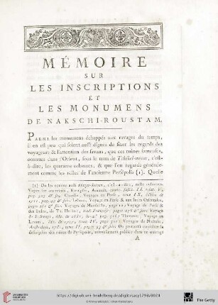 Mémoires sur les inscriptions et les monumens de Nakschi-Roustam