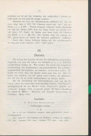 III. Dialekt.