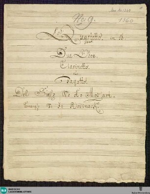 Divertimentos. Arr - Don Mus.Ms. 1360 : ob (2), cl, fag; B|b; KV 370a