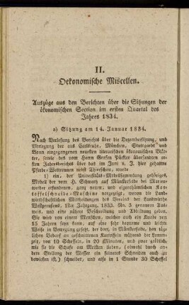 Auszüge aus den Berichten über die Sitzungen der ökonomischen Section im ersten Quartal des Jahres 1834