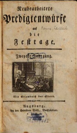 Neubearbeitete Predigtentwürfe auf alle Festtage, 2. 1792