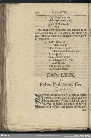 Cap. LXIX. De Febre Ephemera sive Diaria