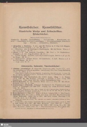 Kunstbücher. Kunstblätter