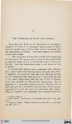 V: The connexion of Egypts with Greece