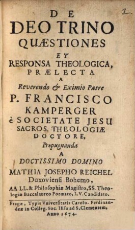 De Deo trino : quaestiones et responsa theologica