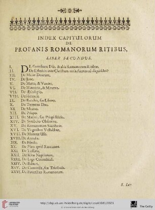 Index capitulorum de profanis aegyptiorum ritibus, liber primus.