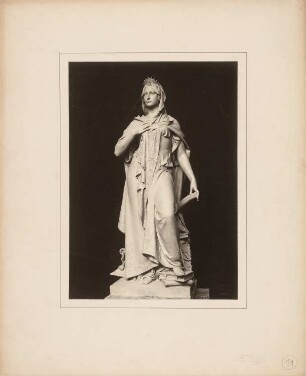 Allegorischer Figurenschmuck, mehrheitlich für die Hauptfassade des Rathauses Berlin-Charlottenburg, Entwurfs- bzw. Ausführungsmodelle: Frau mit Büchern und Diadem
