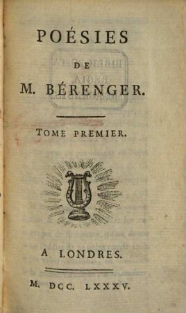 Poésies De M. Bérenger. 1