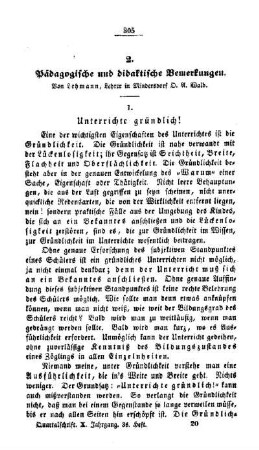 Pädagogische und didaktische Bemerkungen : (Beschluß folgt)