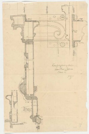 Thiersch, Friedrich von; München; Justizpalast - Südfassade - Mittleres Portal (Schnitte)