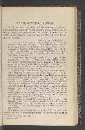 Der Missionsdienst der Theologen