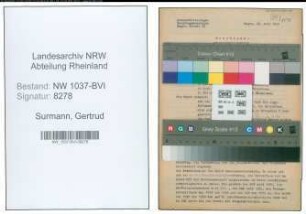 Entnazifizierung Gertrud Surmann , geb. 16.04.1899 (Lehrerin)