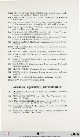 Gemälde, Aquarelle, Kupferstiche (Nr. 340-399)