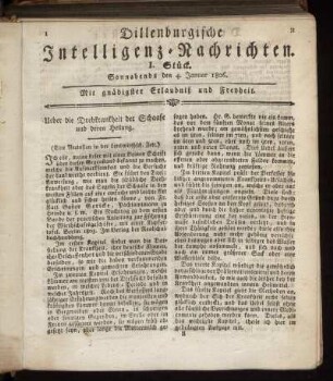 I. Stück... den 4. Januar 1806 - IV. Stück... den 25. Januar 1806.
